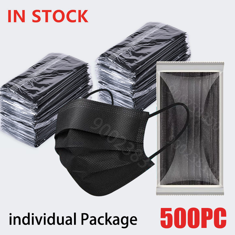 10-500Pcs Adults Mask Disposab - Black Face Mask Pack recension och pris