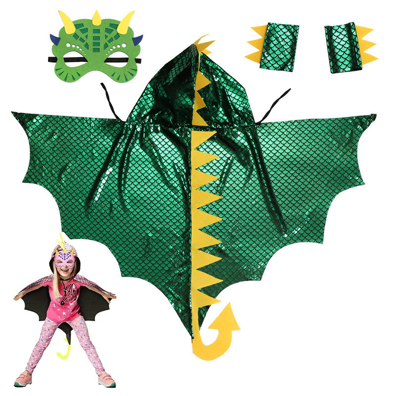 Child Green Dinosaur Cloak wit - Kids Face Mask recension och pris