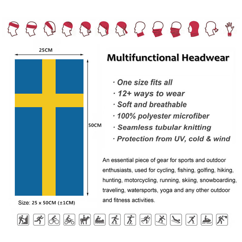 Sweden Flag Printed Bandana He - Neck Gaiter Face Cover recension och pris