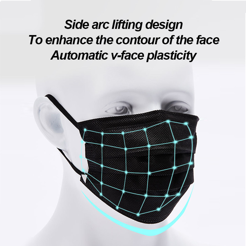100-400pcs Black Mask Disposab - Disposable Surgical Mask recension och pris